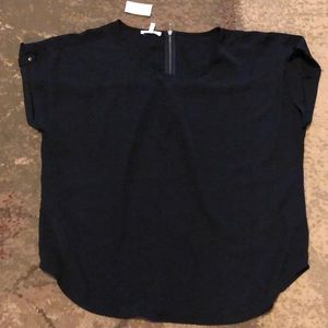 Delton Solid Zipper Back Blouse XL